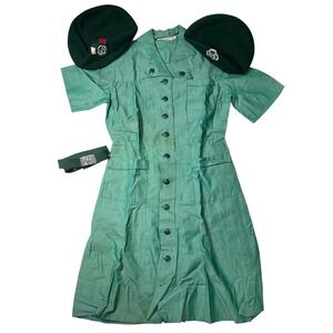 Vintage Girl Scouts Uniform Dress with Berets & Belt Complete‎ Set